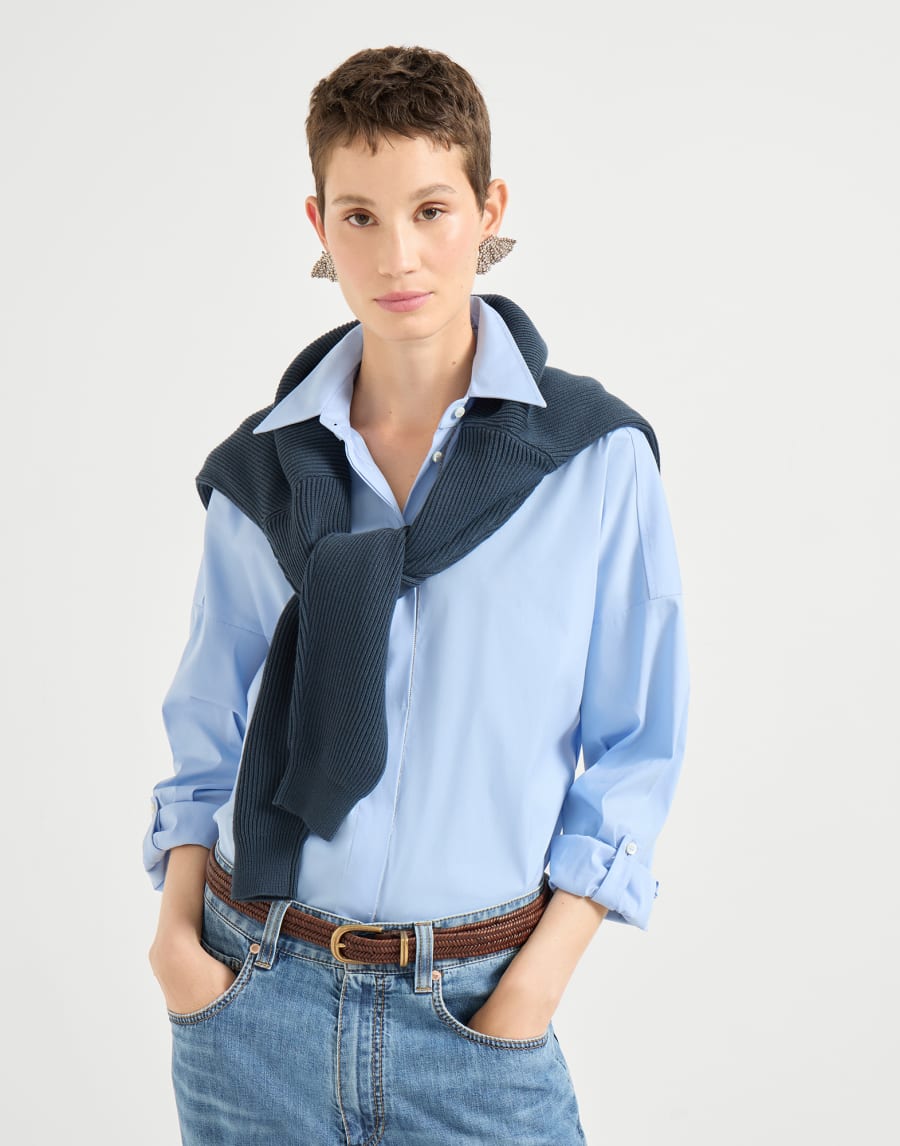 Poplin shirt Sky Blue Woman - Brunello Cucinelli