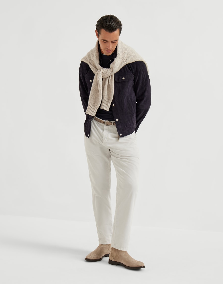 Suede jacket Navy Blue Man - Brunello Cucinelli