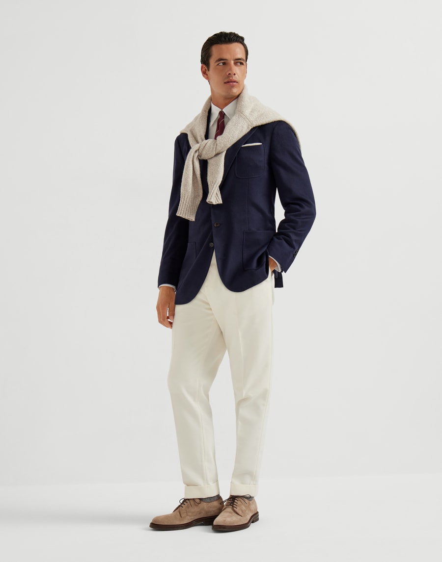 Cashmere and vicuña blazer Navy Blue Man - Brunello Cucinelli