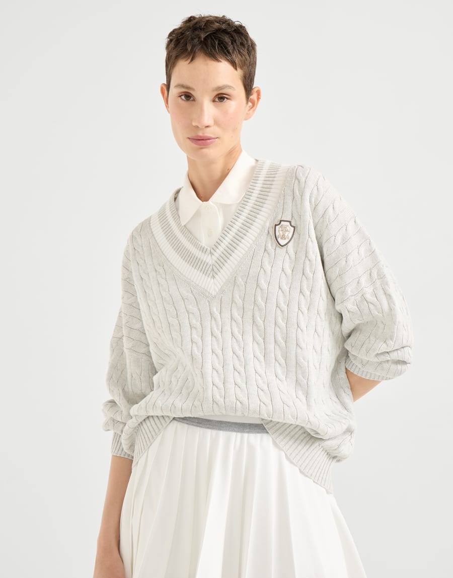 Maglia con logo Grigio Chiaro Donna - Brunello Cucinelli