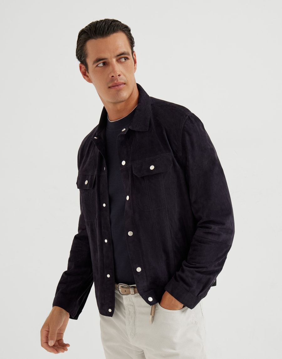 Lightweight jersey T-shirt Navy Blue Man - Brunello Cucinelli