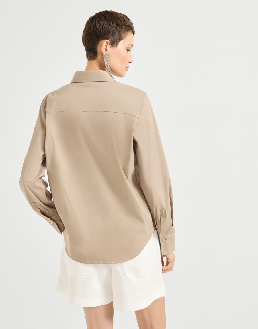 Stretch poplin shirt Beige Woman - Brunello Cucinelli