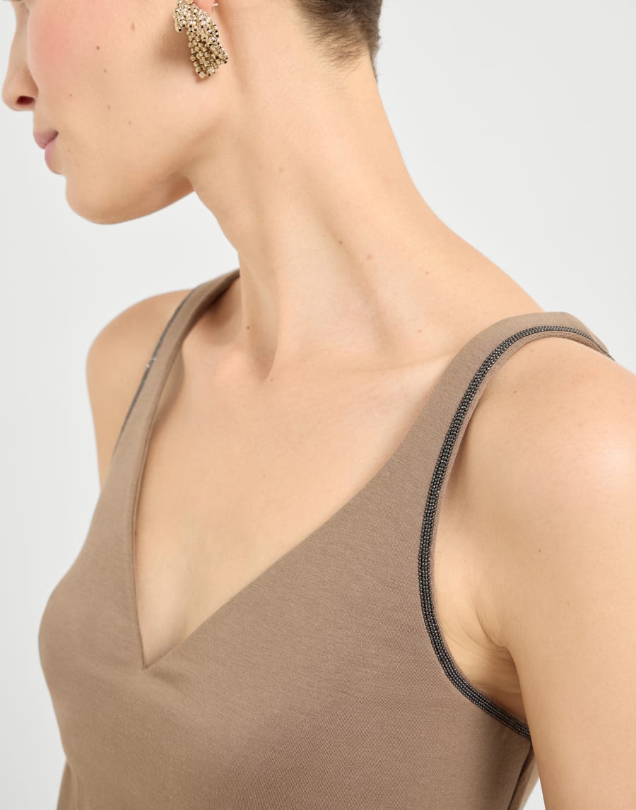 Top aus Jersey Hellbraun Damen - Brunello Cucinelli