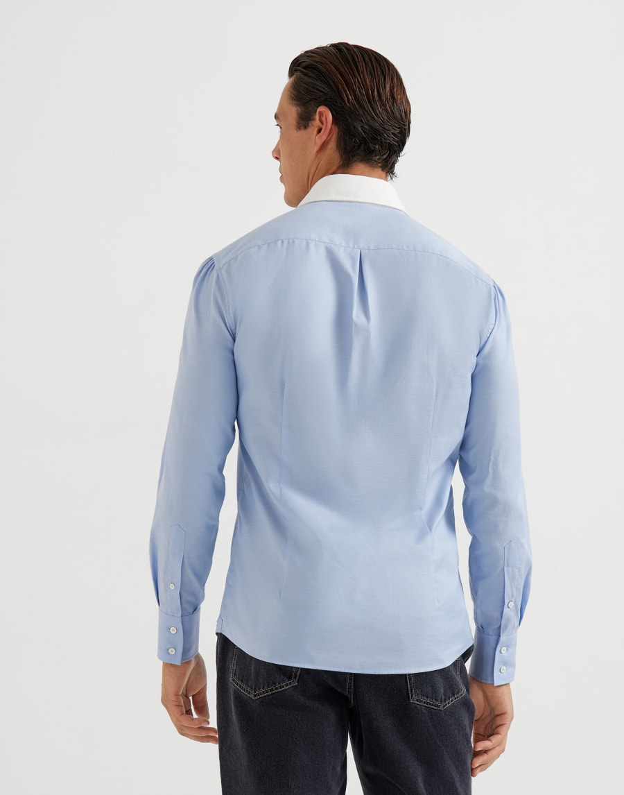 Shirt with white collar Sky Blue Man - Brunello Cucinelli
