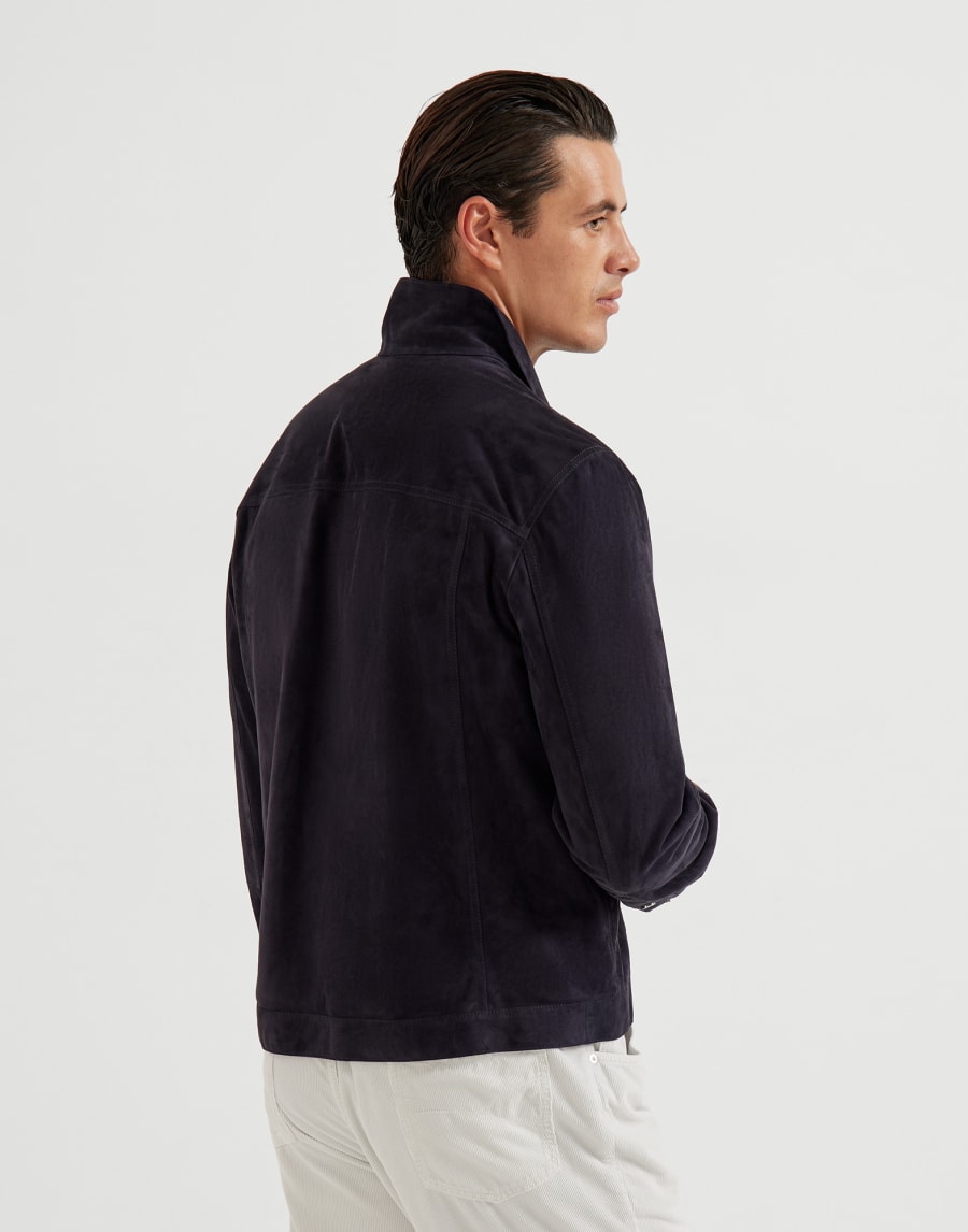Suede jacket Navy Blue Man - Brunello Cucinelli