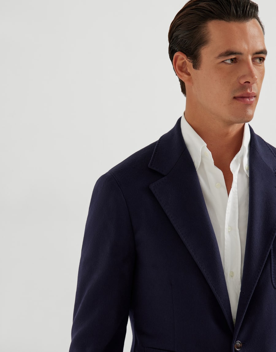 Cashmere and vicuña blazer Navy Blue Man - Brunello Cucinelli