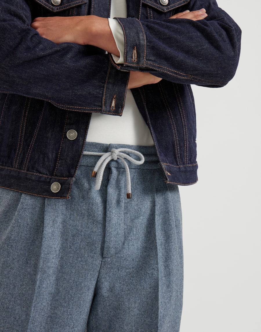 Trousers with double pleats and drawstring Denim Man - Brunello Cucinelli