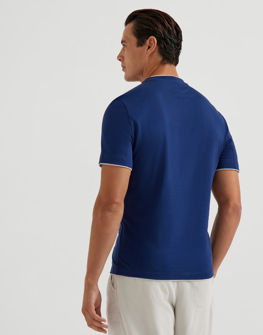 T-shirt with faux-layering Blue Man - Brunello Cucinelli