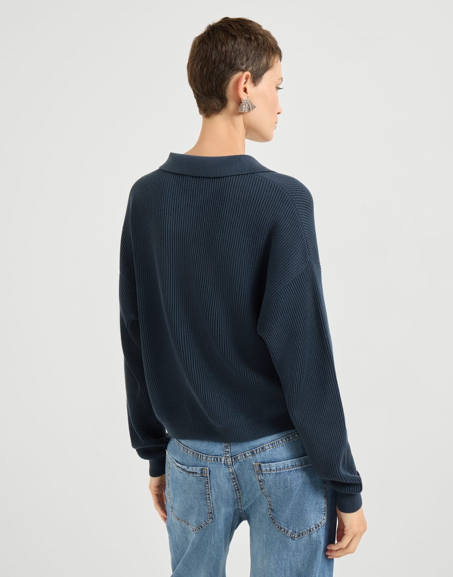 Polo-style sweater Navy Blue Woman - Brunello Cucinelli