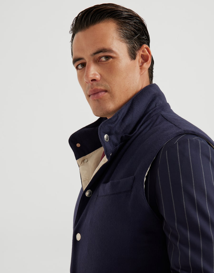 Daunenjacke aus Kaschmir und Vikunja Navy-Blau Herren - Brunello Cucinelli