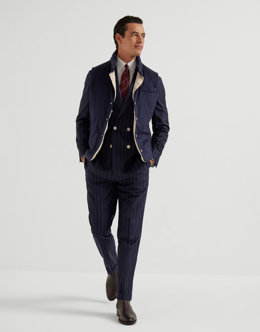 Cashmere and vicuña down vest Navy Blue Man - Brunello Cucinelli