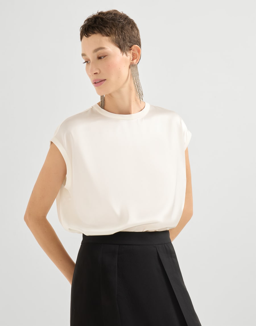 Satin T-shirt Natural Woman - Brunello Cucinelli