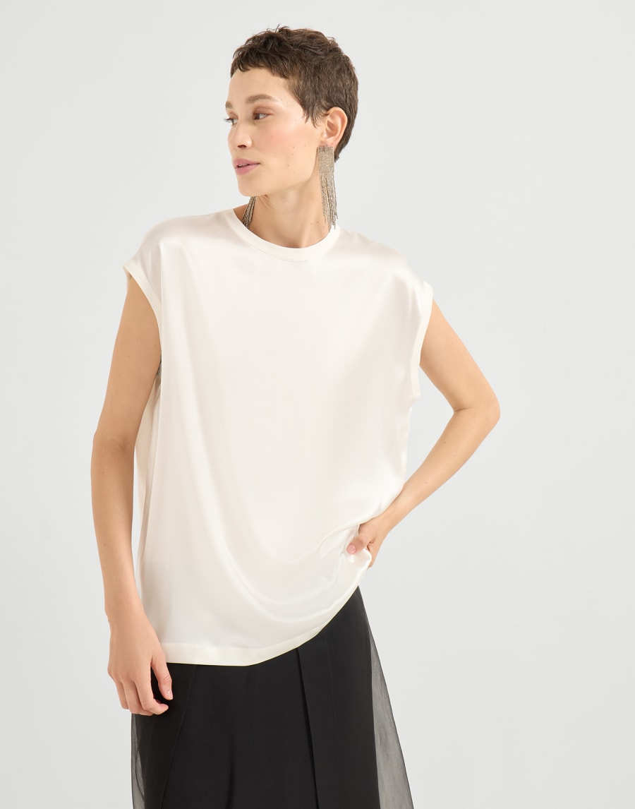 Satin T-shirt Natural Woman - Brunello Cucinelli