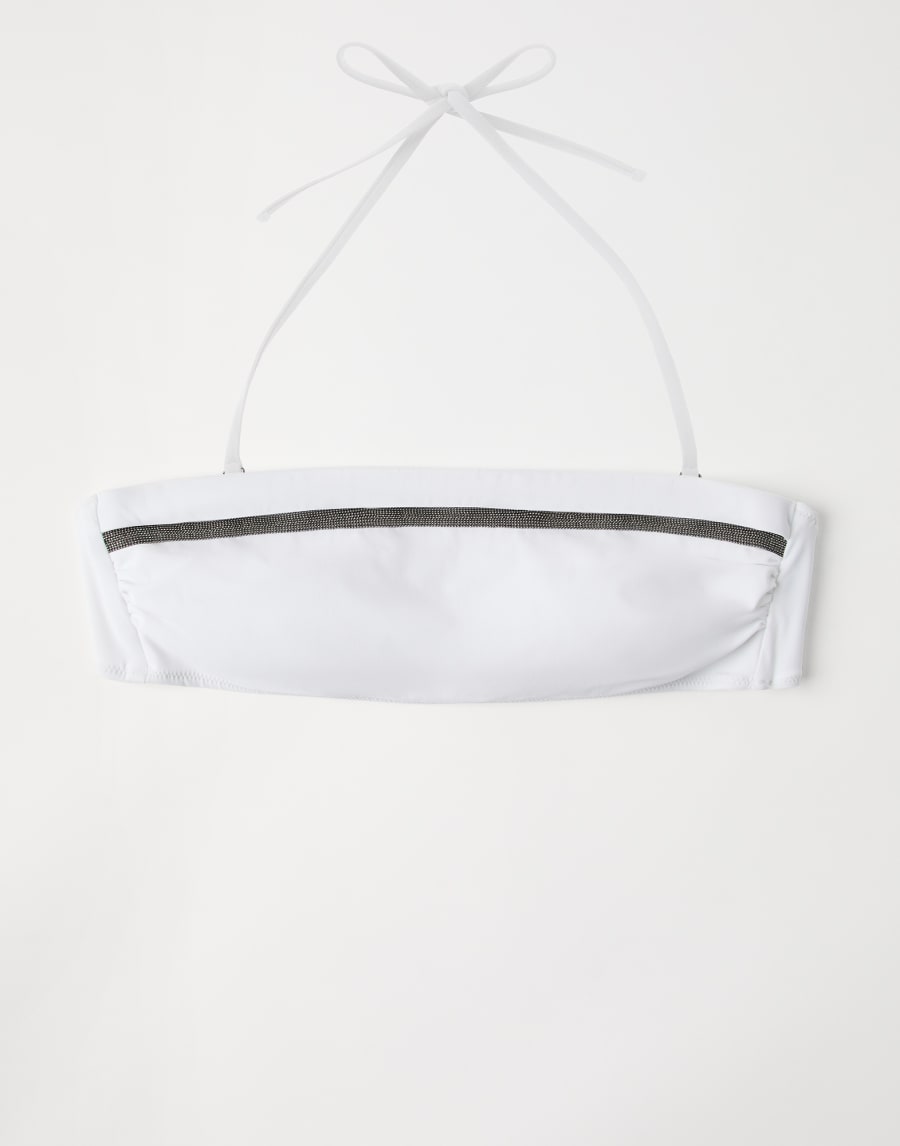 Bikini bandeau top with monili White Woman - Brunello Cucinelli