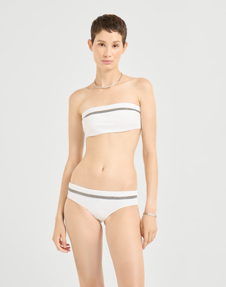 Bikini bandeau top with monili White Woman - Brunello Cucinelli