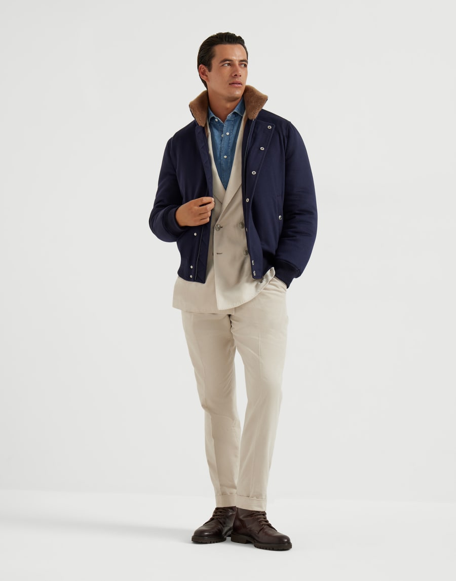 Cashmere and vicuña jacket Navy Blue Man - Brunello Cucinelli