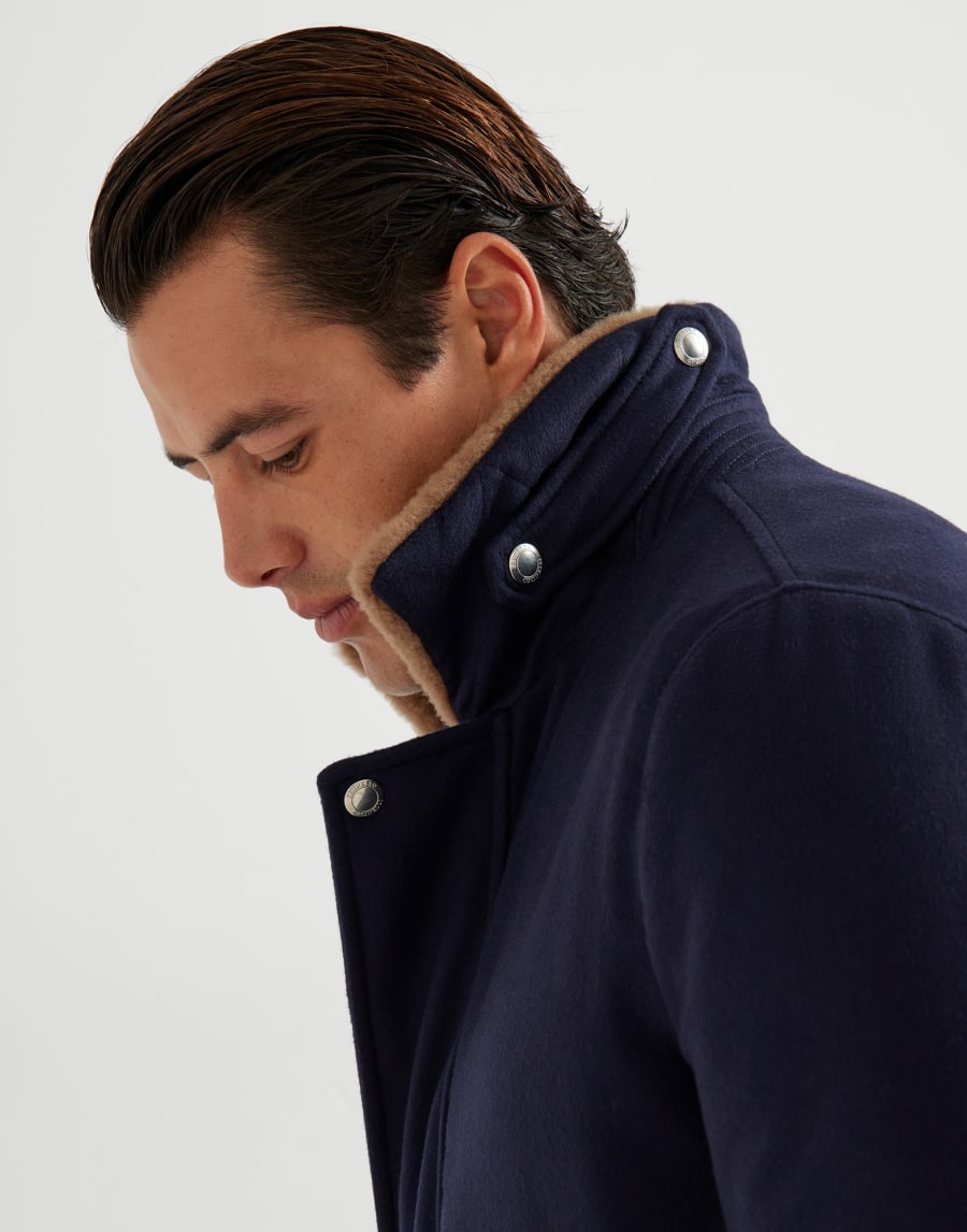 Cashmere and vicuña jacket Navy Blue Man - Brunello Cucinelli