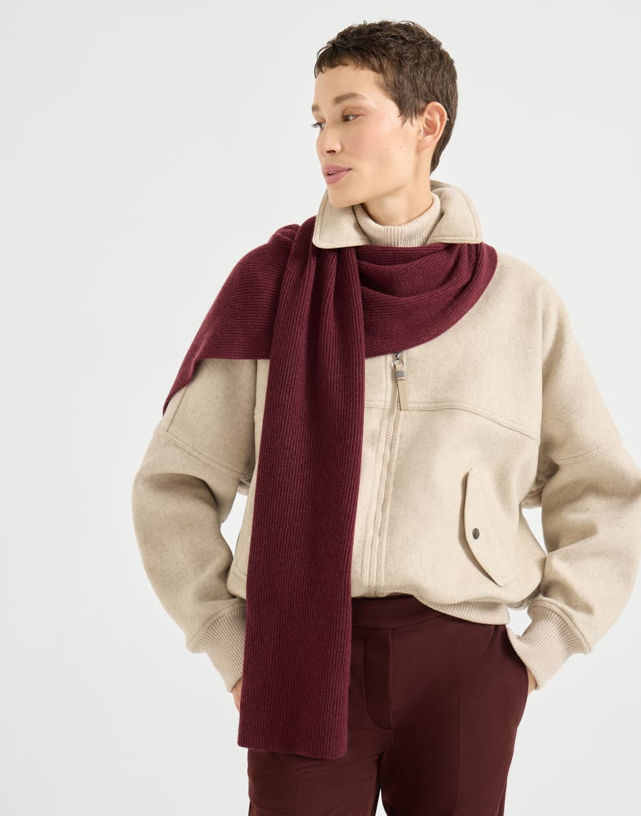 Cashmere knit scarf Amaranth Woman - Brunello Cucinelli