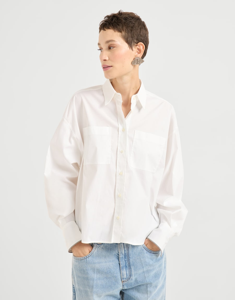 Shirt with monili White Woman - Brunello Cucinelli