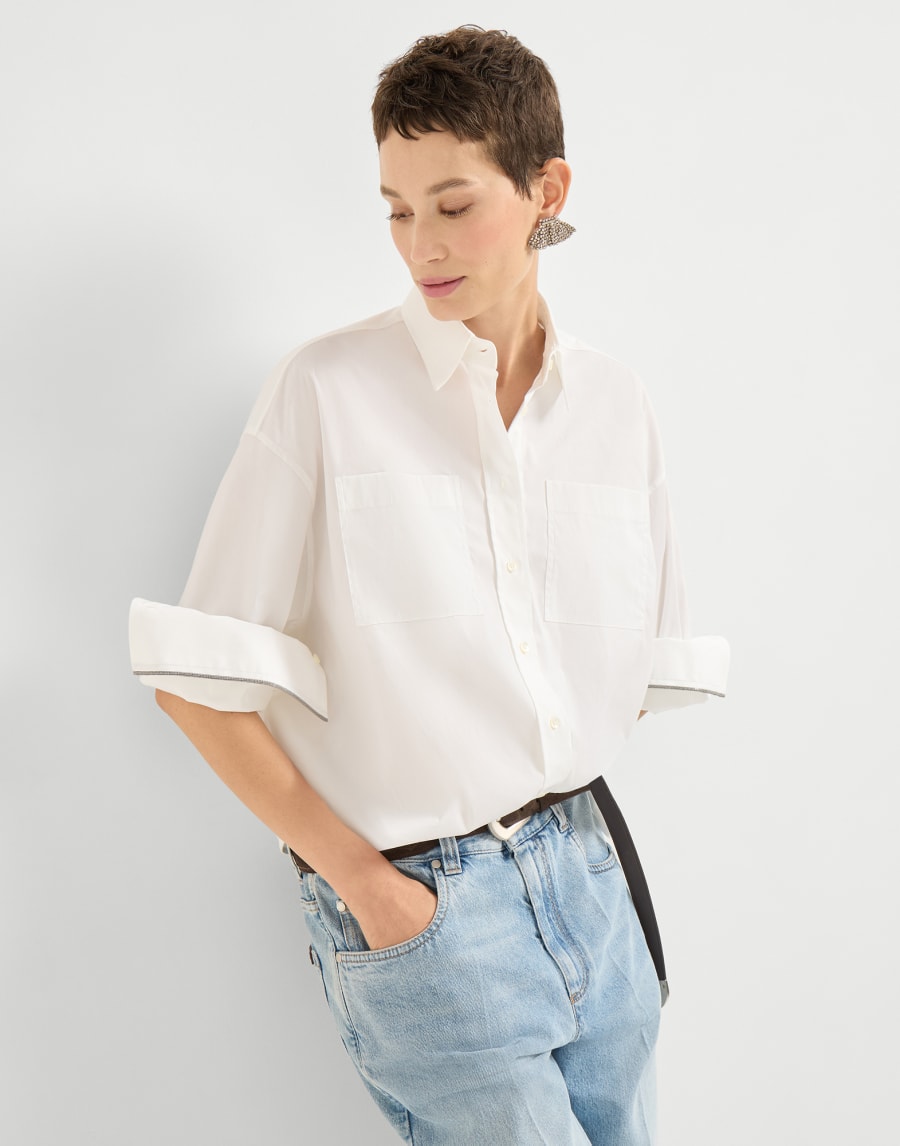 Shirt with monili White Woman - Brunello Cucinelli