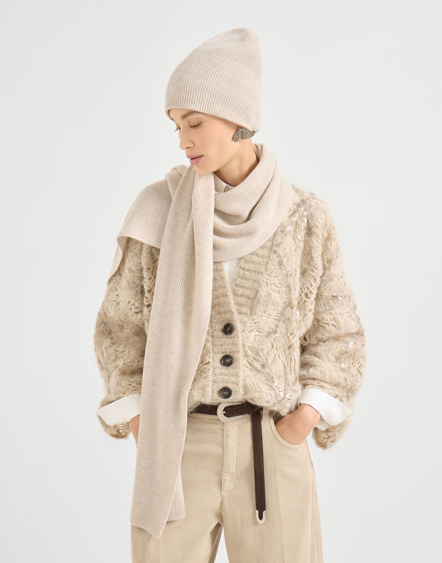 カシミヤ ニットストール オイスター レディース - Brunello Cucinelli