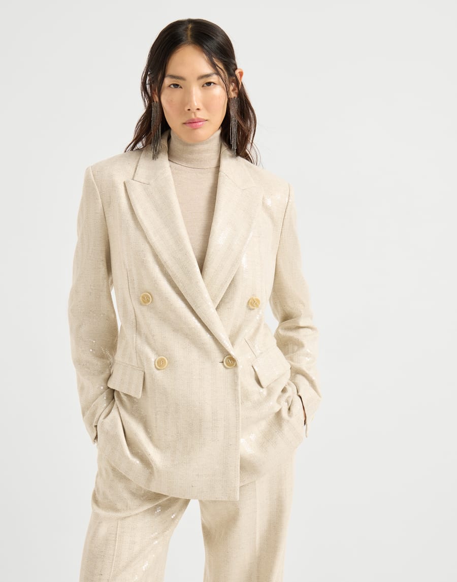 Dazzling chevron blazer Buff Woman - Brunello Cucinelli