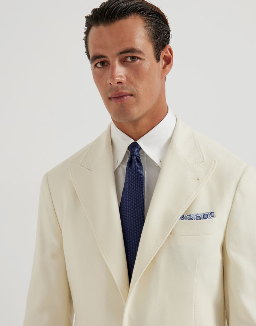 Textured silk twill tie Avio Blue Man - Brunello Cucinelli