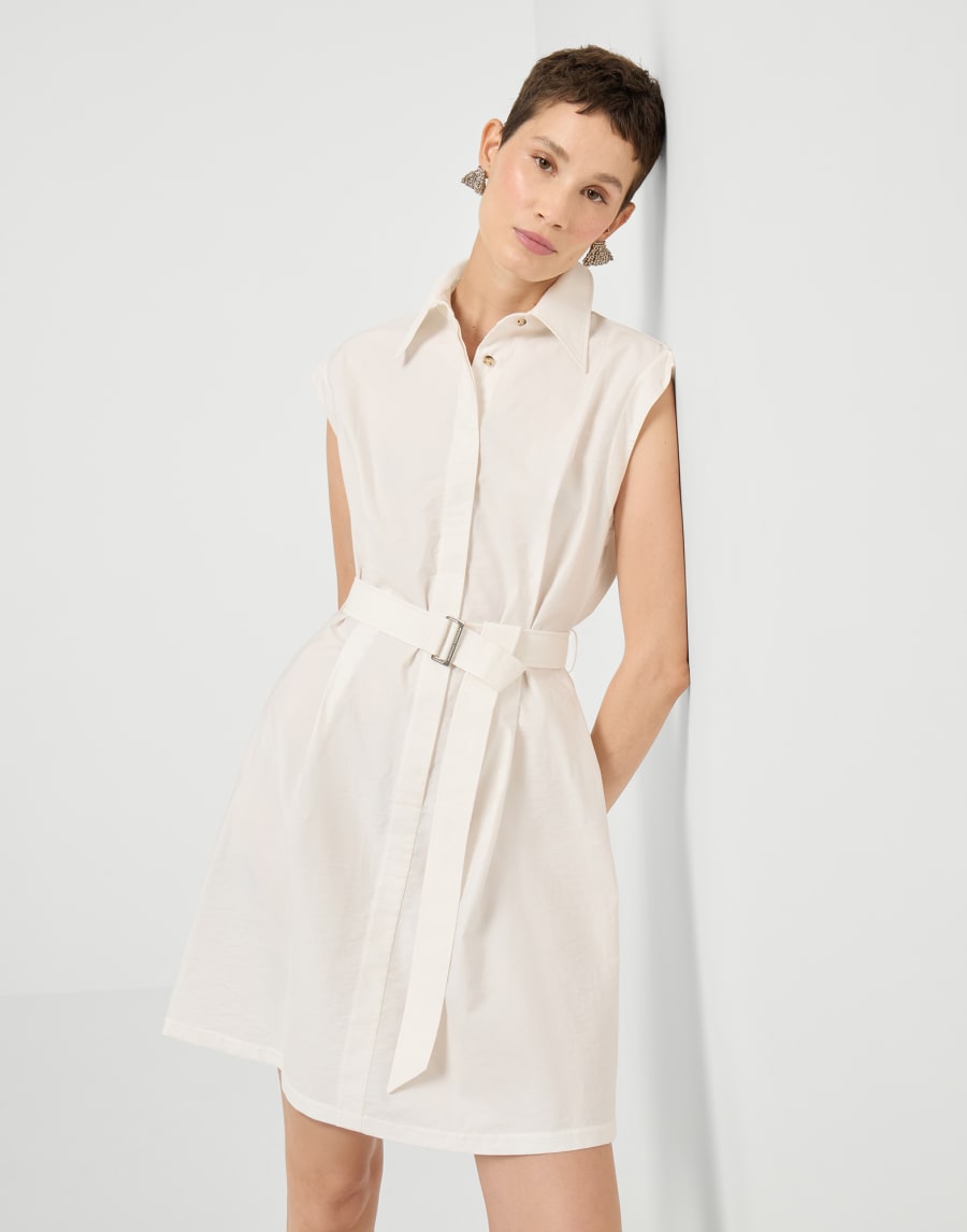 Mini Chemisier dress with monili Panama Woman - Brunello Cucinelli