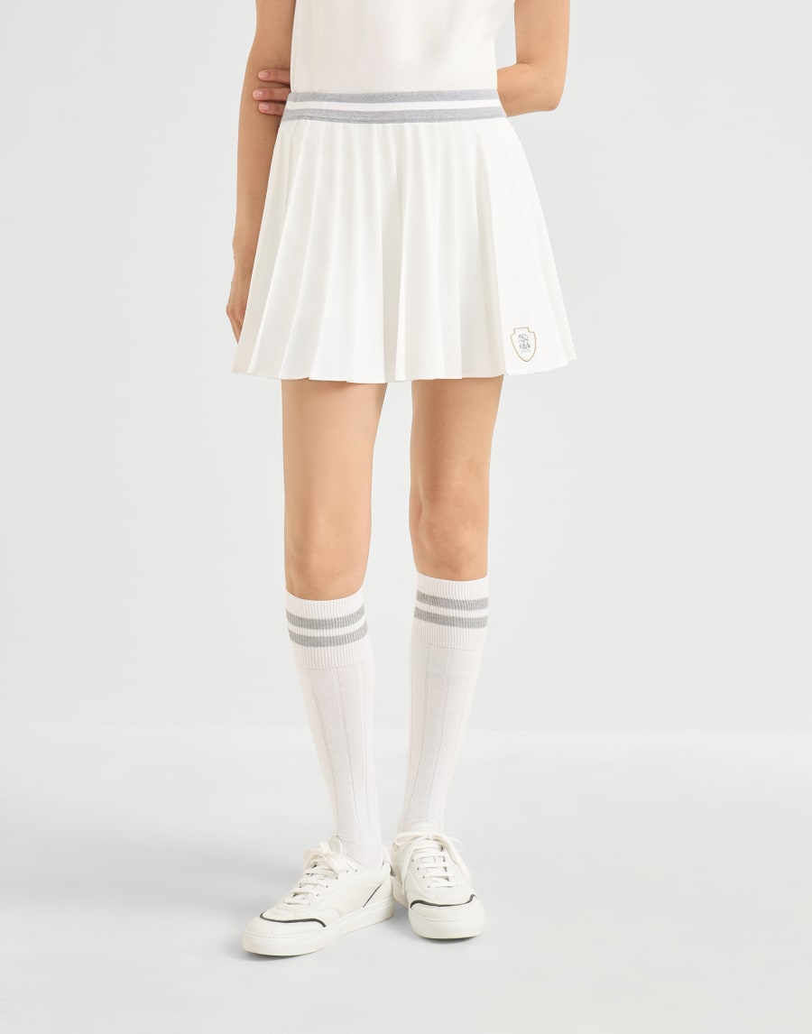 Pleated skirt with logo White Woman - Brunello Cucinelli