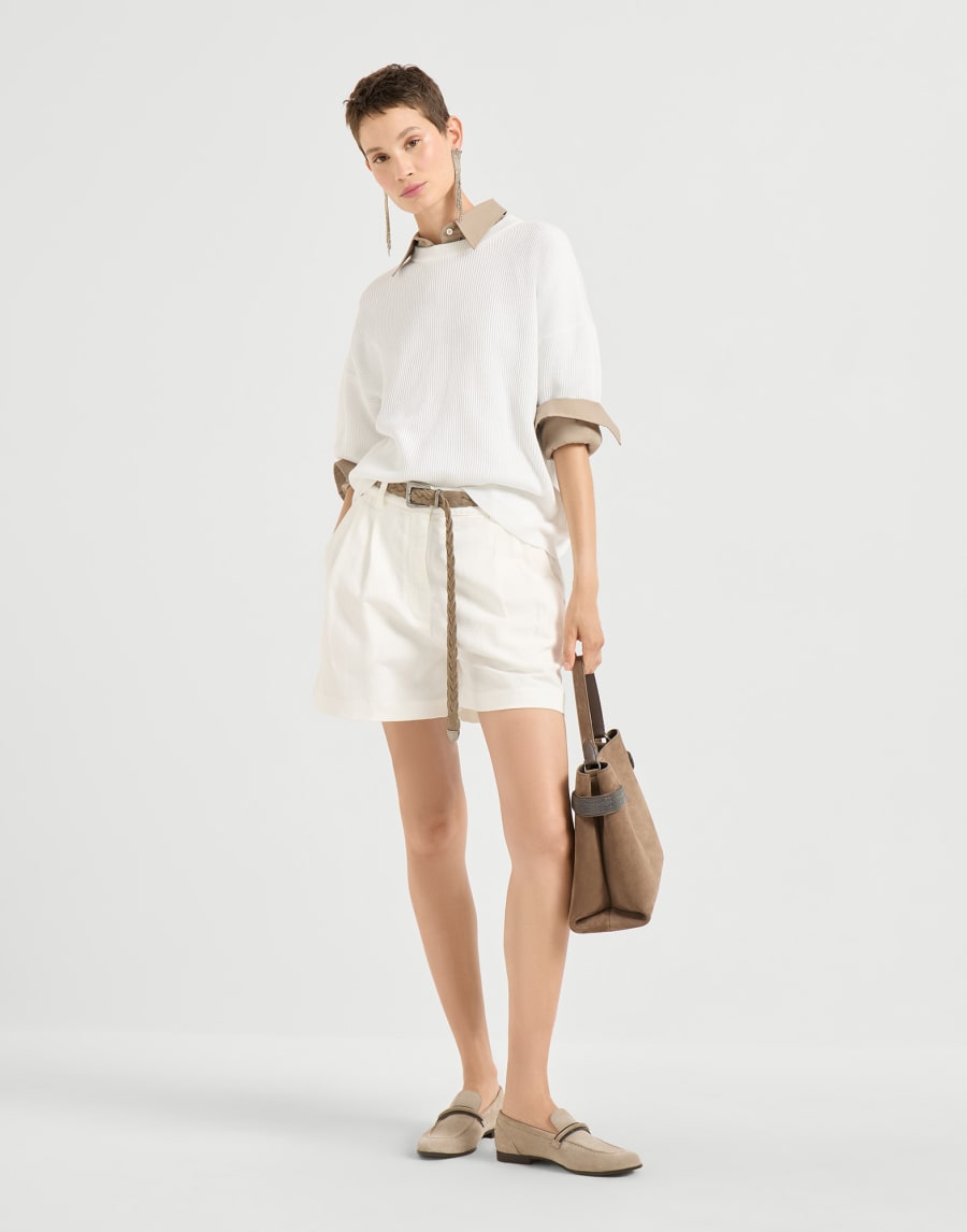 Baggy shorts with monili White Woman - Brunello Cucinelli