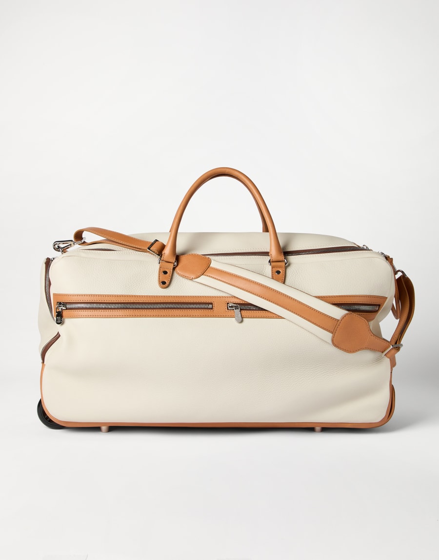 Grained calfskin trolley bag Ivory Man - Brunello Cucinelli