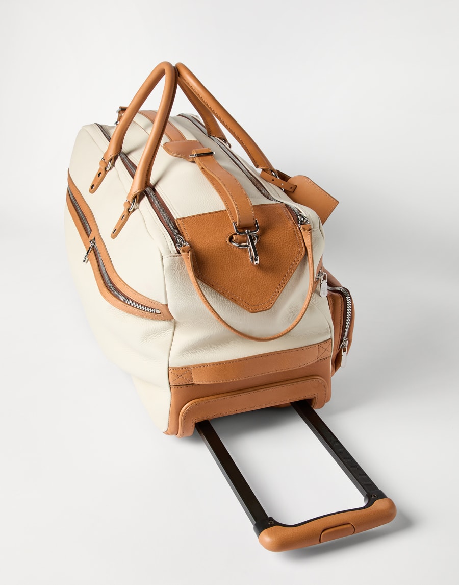 Grained calfskin trolley bag Ivory Man - Brunello Cucinelli