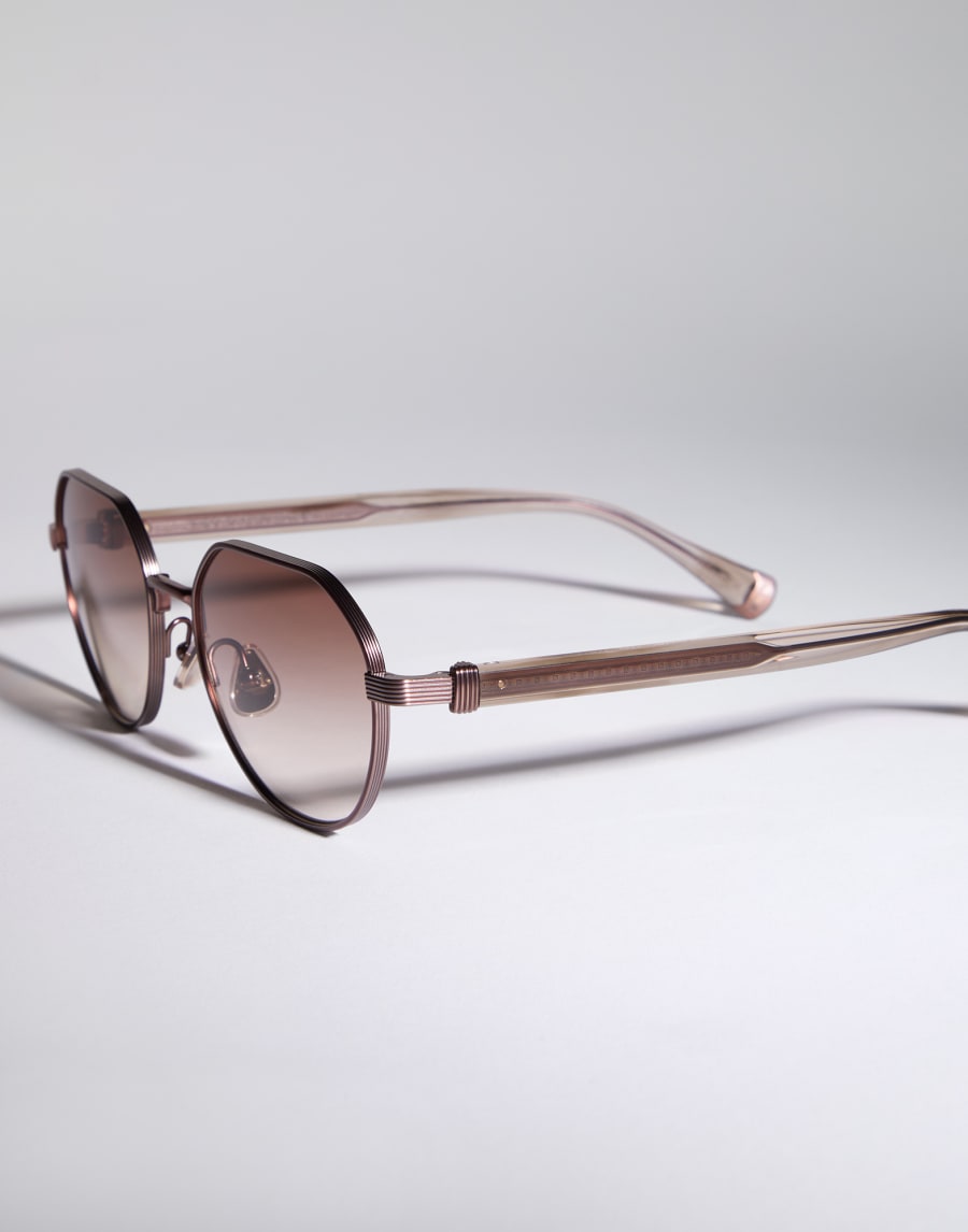 Geometric titanium frame Rose Gold Eyewear - Brunello Cucinelli