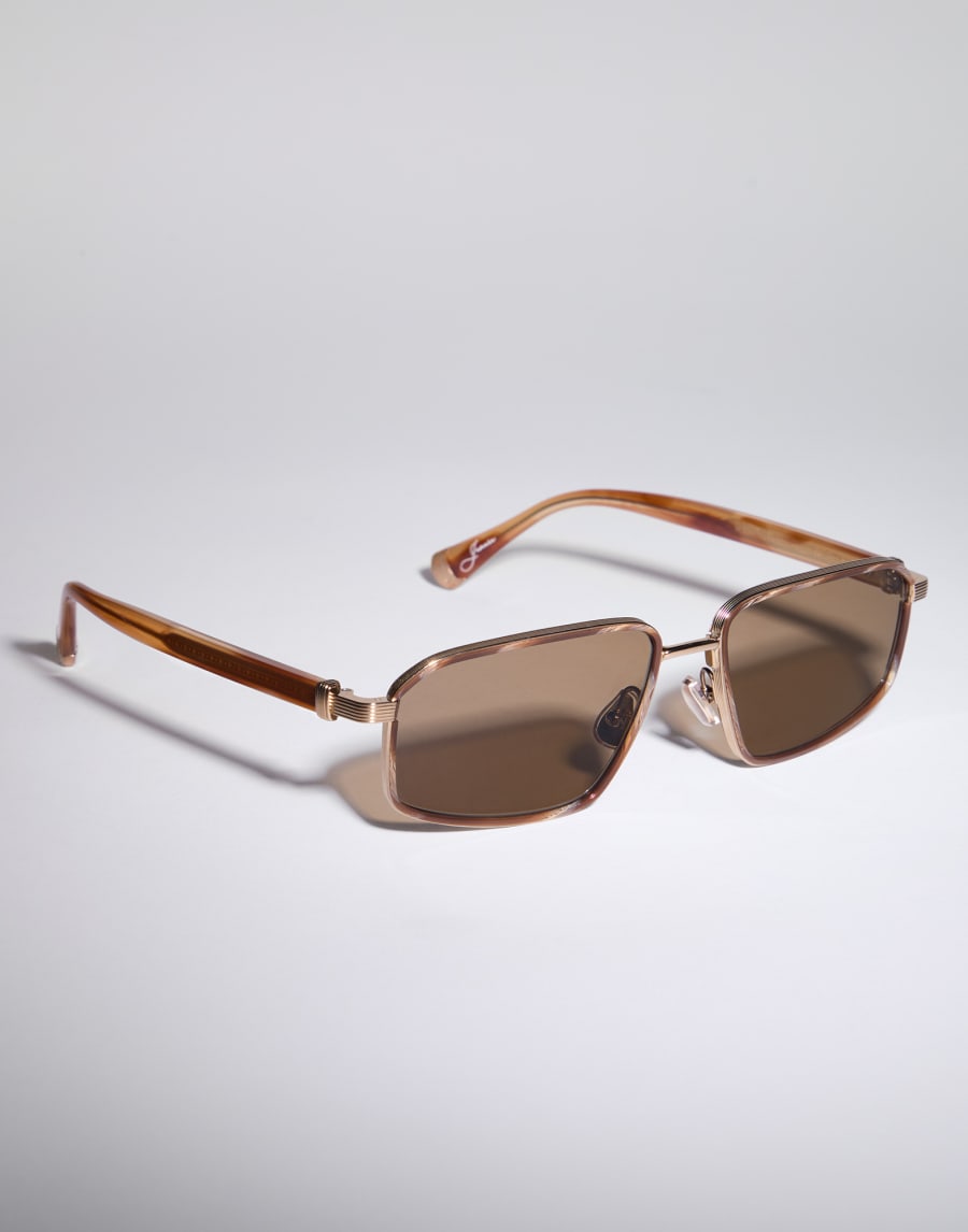 Jarama titanium sunglasses Gold / Havana Honey Eyewear - Brunello Cucinelli