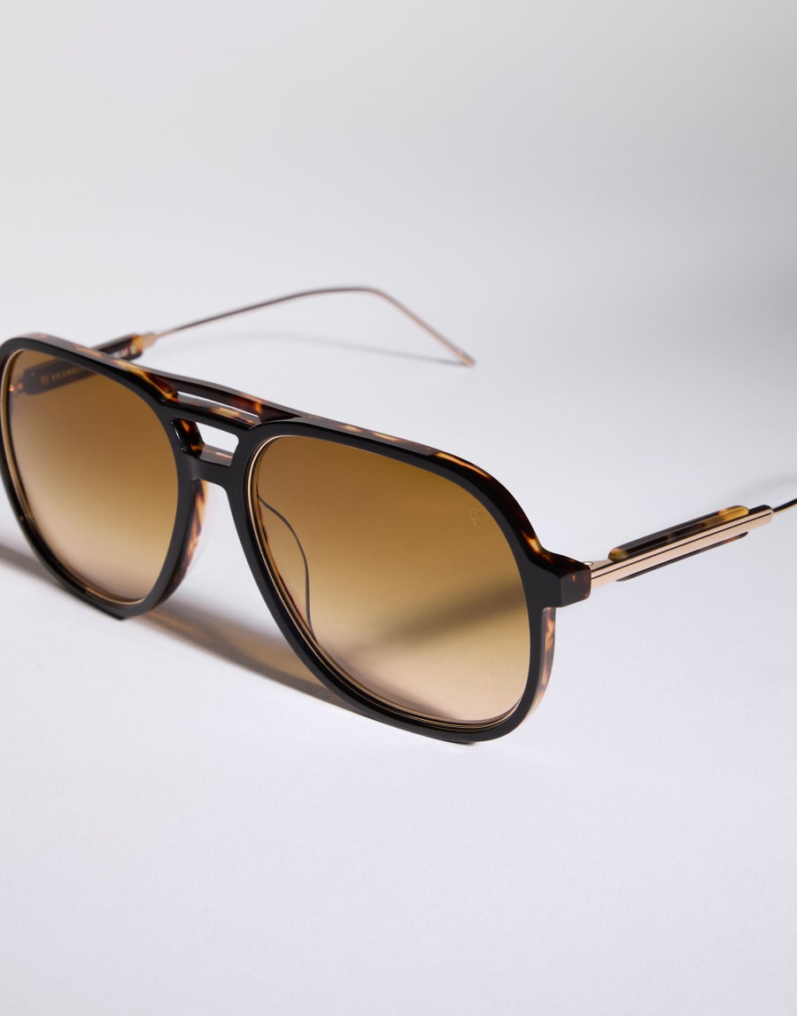 Gafas de sol chapadas en oro de 18kt Negro Gafas - Brunello Cucinelli