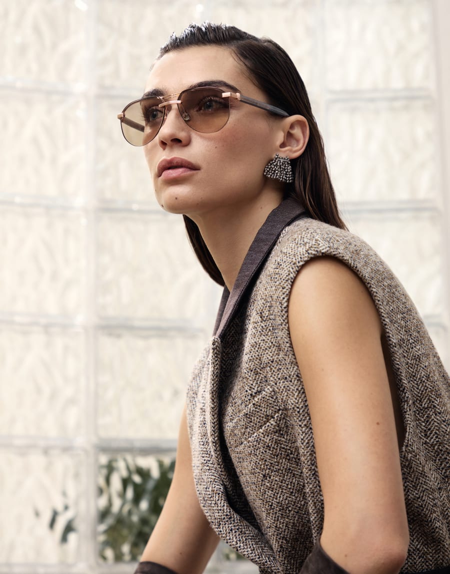 Carlito B. rose gold-plated frame Anthracite Eyewear - Brunello Cucinelli