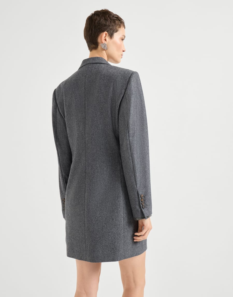 Flannel blazer dress with monili Dark Grey Woman - Brunello Cucinelli