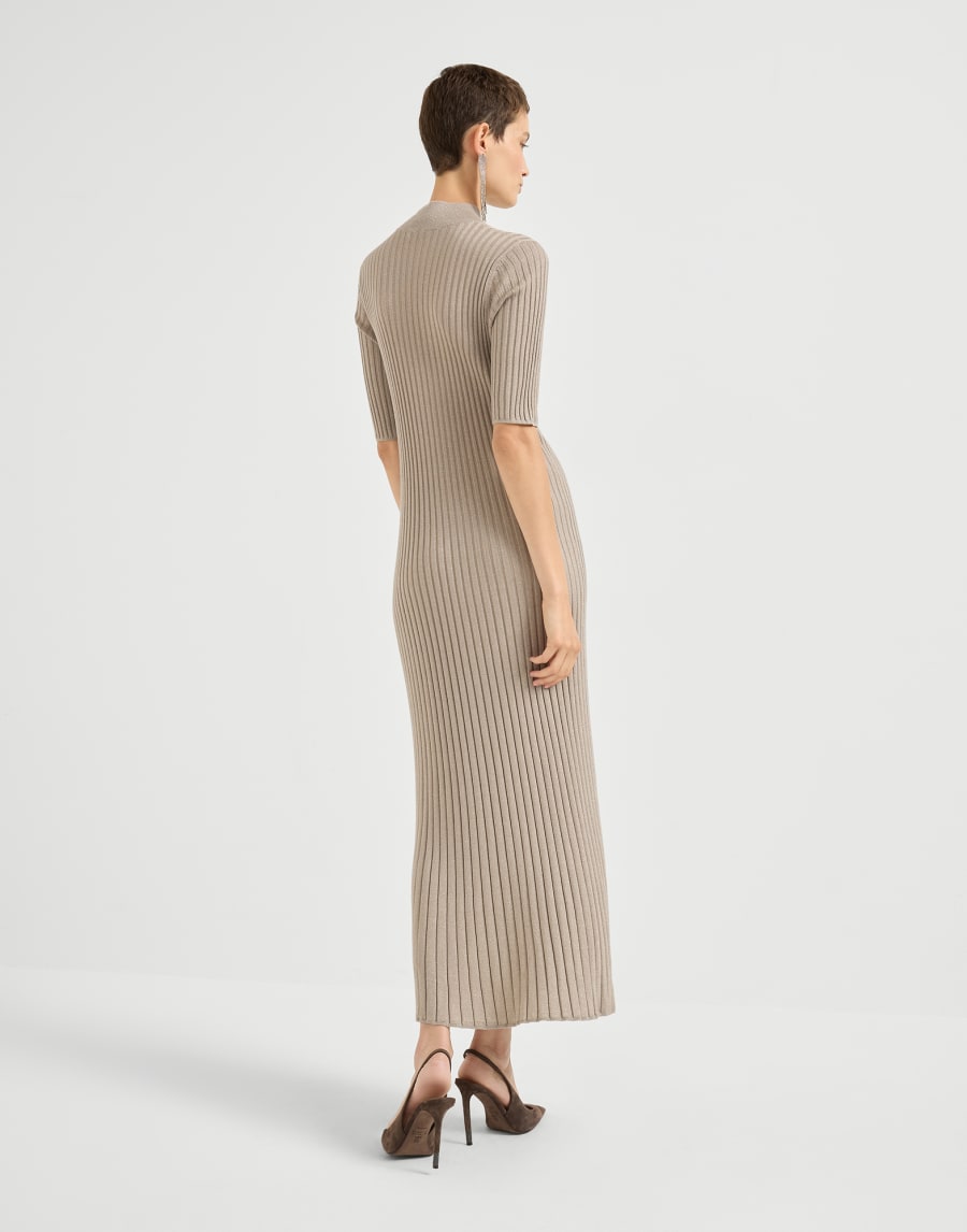 Vestido en punto de cachemir y seda Taupe Ahumado Mujer - Brunello Cucinelli