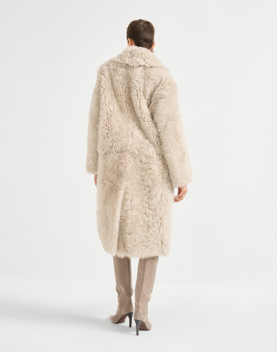Soft shearling coat Beige Woman - Brunello Cucinelli