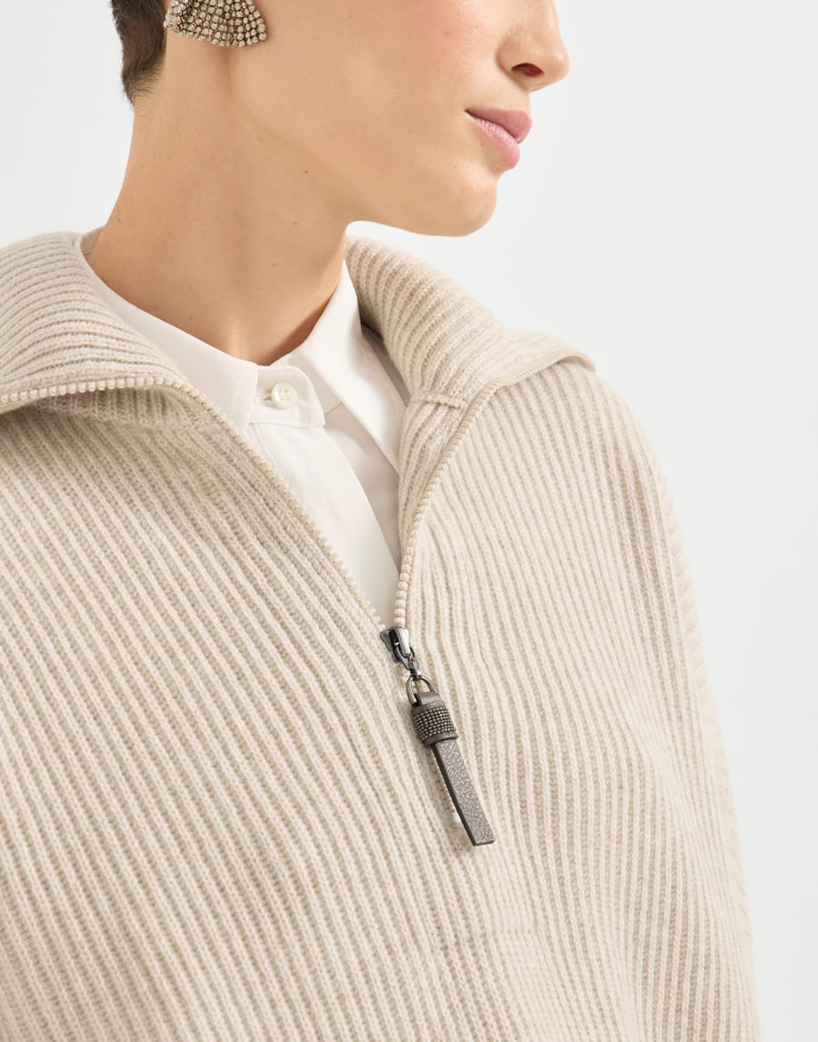 Pullover aus Kaschmir in Patentstrick Beige Damen - Brunello Cucinelli