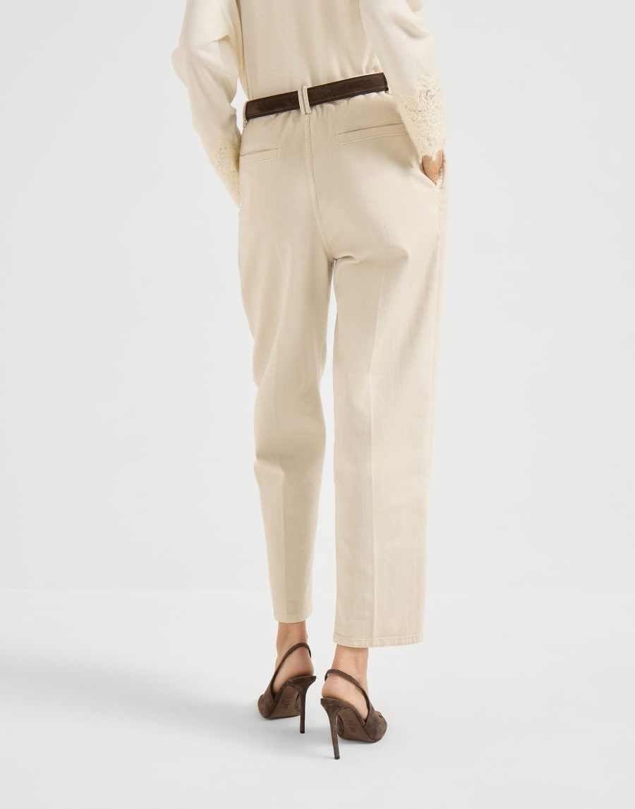 Baggy trousers with monili Cool Beige Woman - Brunello Cucinelli