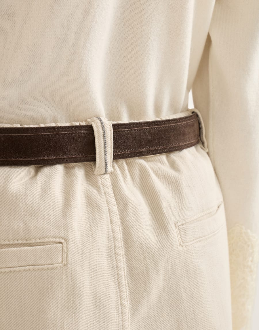 Baggy trousers with monili Cool Beige Woman - Brunello Cucinelli