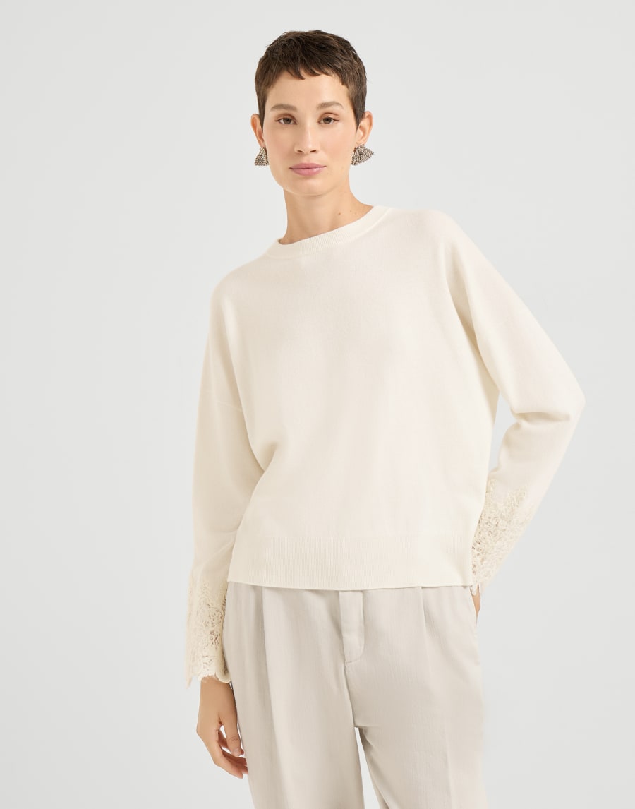 ウィスピーレースカフス付き セーター パナマ レディース - Brunello Cucinelli