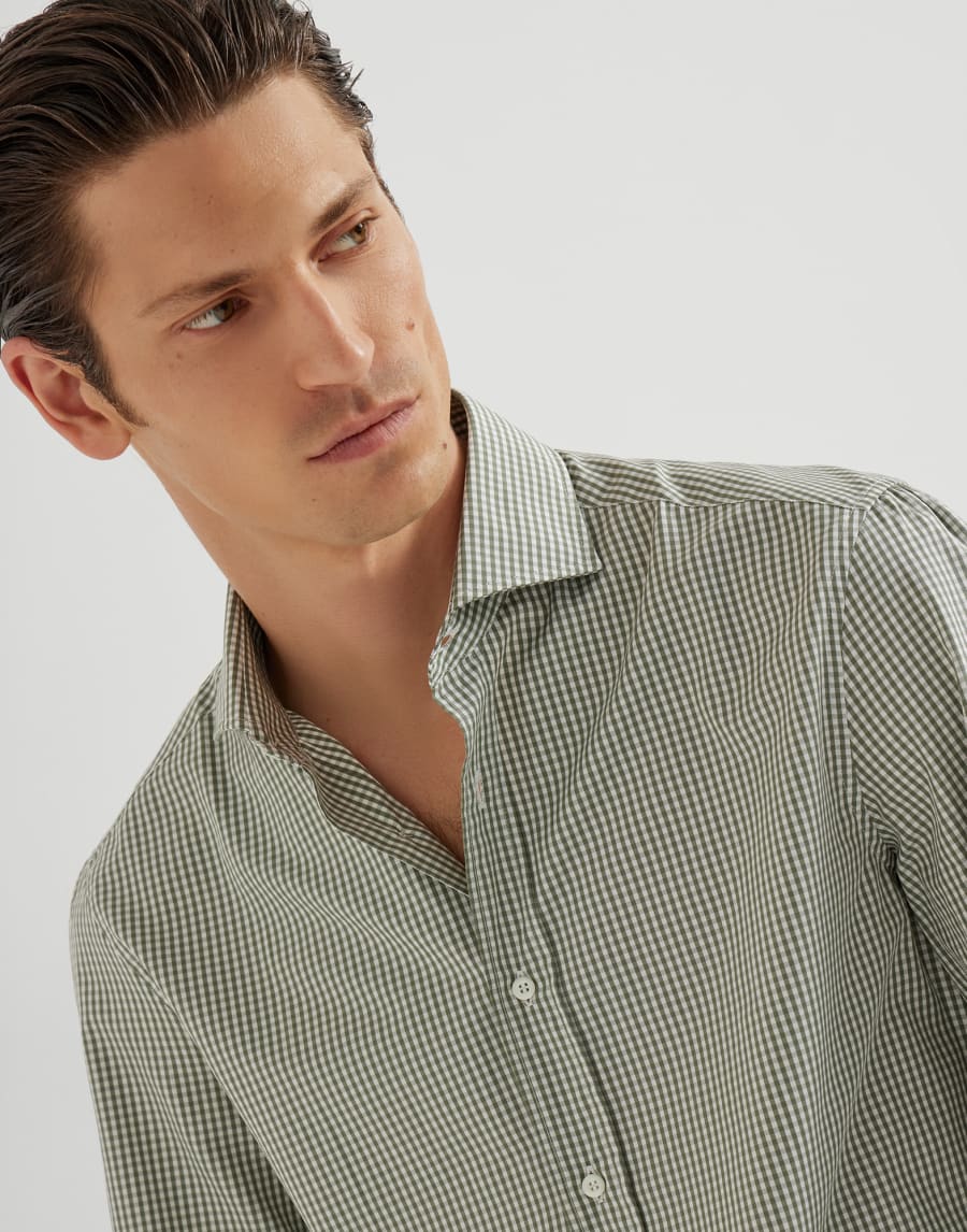 Spread collar shirt Khaki Man - Brunello Cucinelli