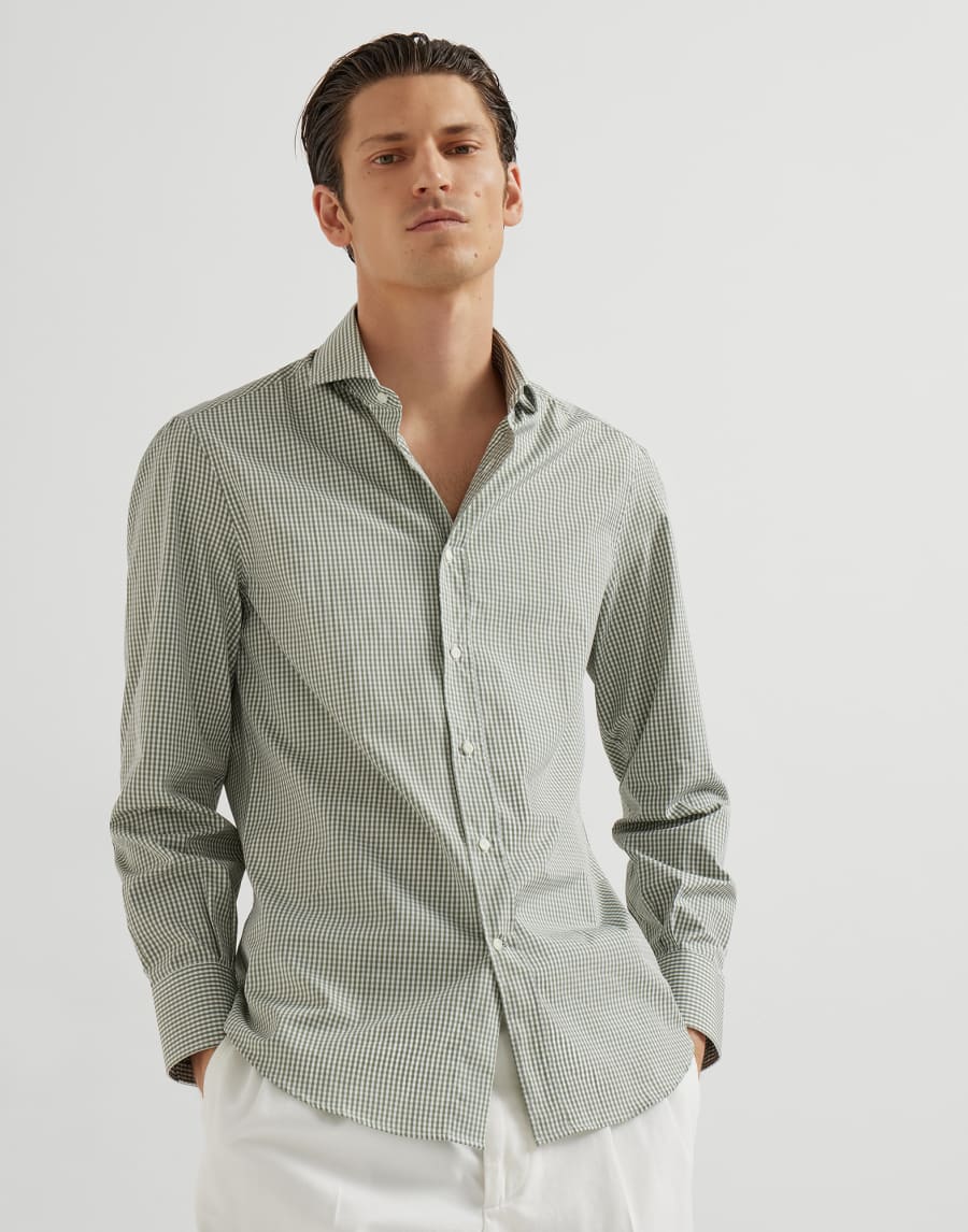 スプレッドカラー付き シャツ カーキ メンズ - Brunello Cucinelli
