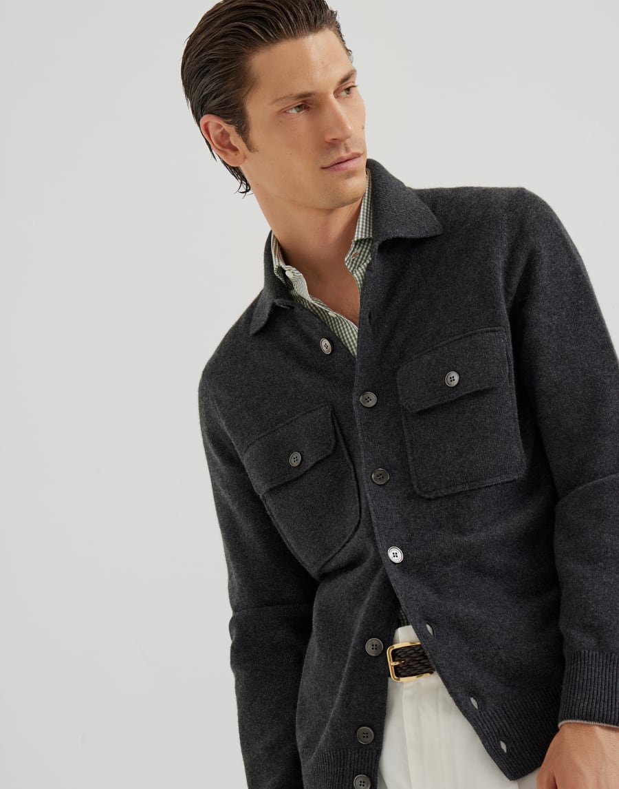 Camicia con colletto francese Khaki Uomo - Brunello Cucinelli
