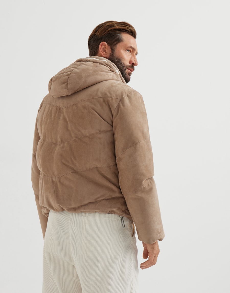 Suede down jacket Hazelnut Man - Brunello Cucinelli