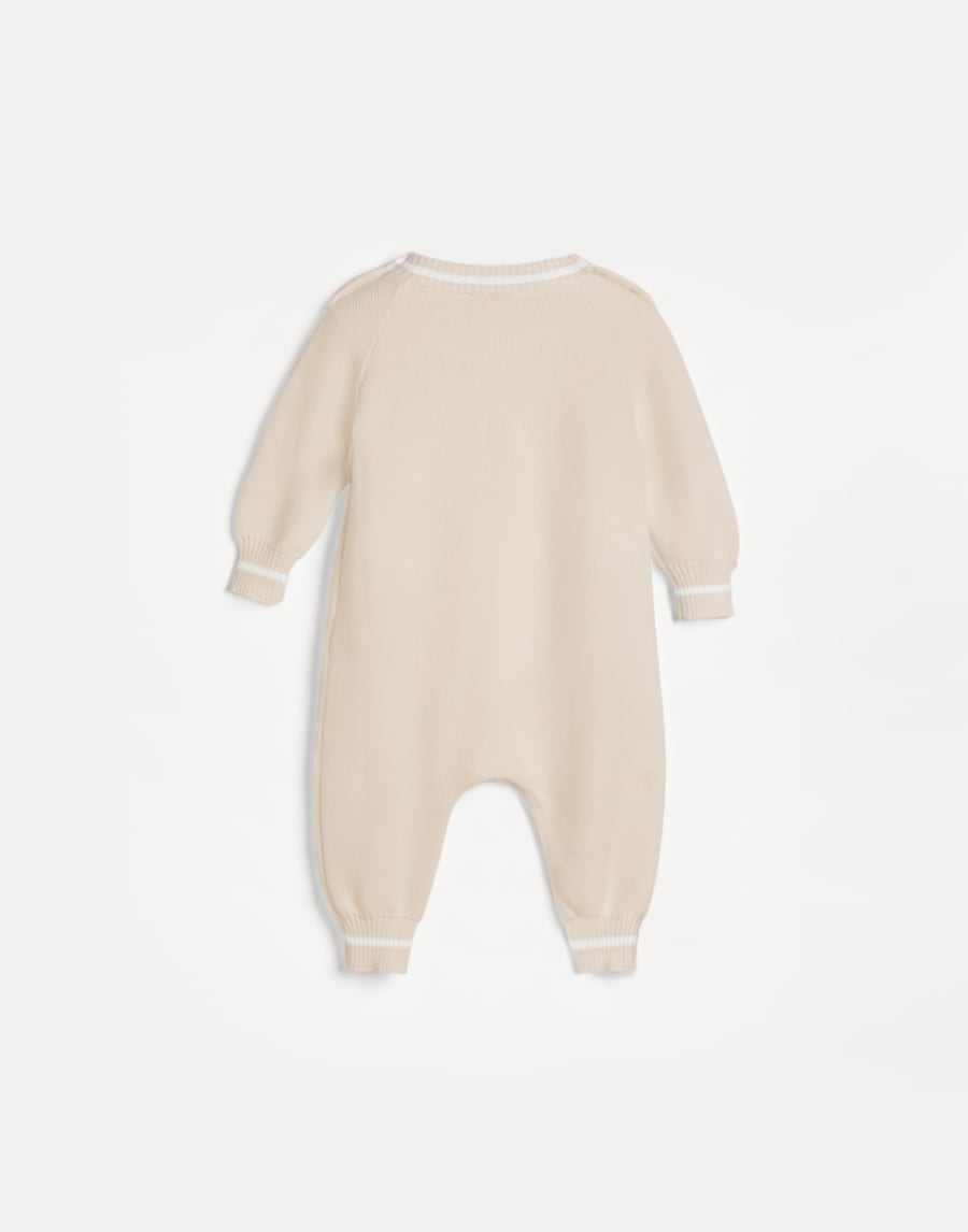 Baby Bernie knit coverall Sand Baby - Brunello Cucinelli