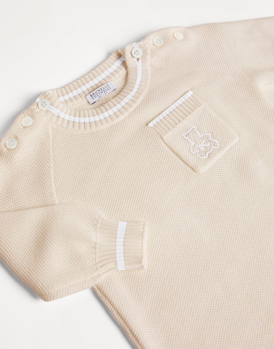 Baby Bernie knit coverall Sand Baby - Brunello Cucinelli