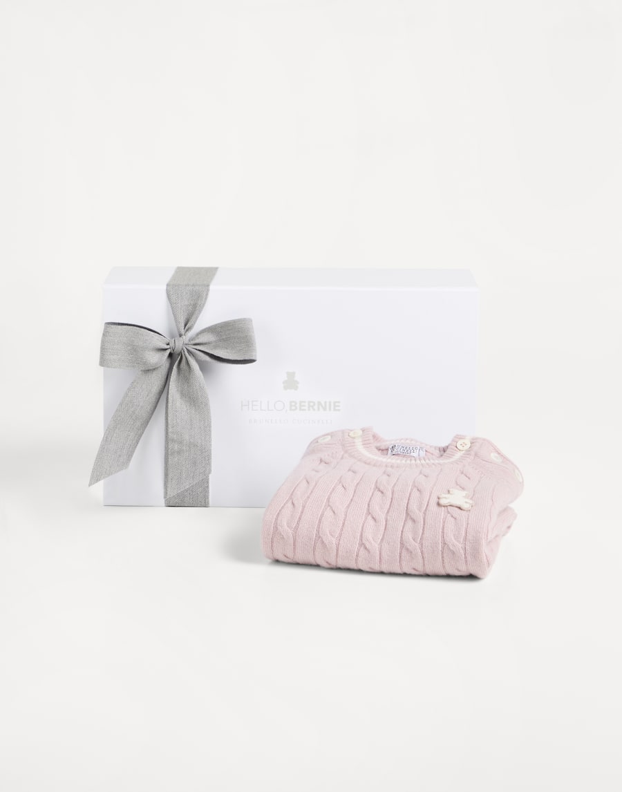 Baby Bernie cable knit coverall Pink Baby - Brunello Cucinelli